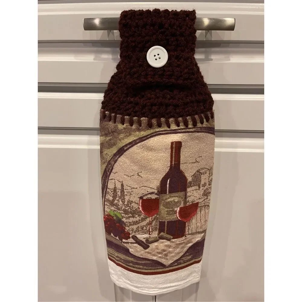 Crochet Top Kitchen Towel-Wine Country